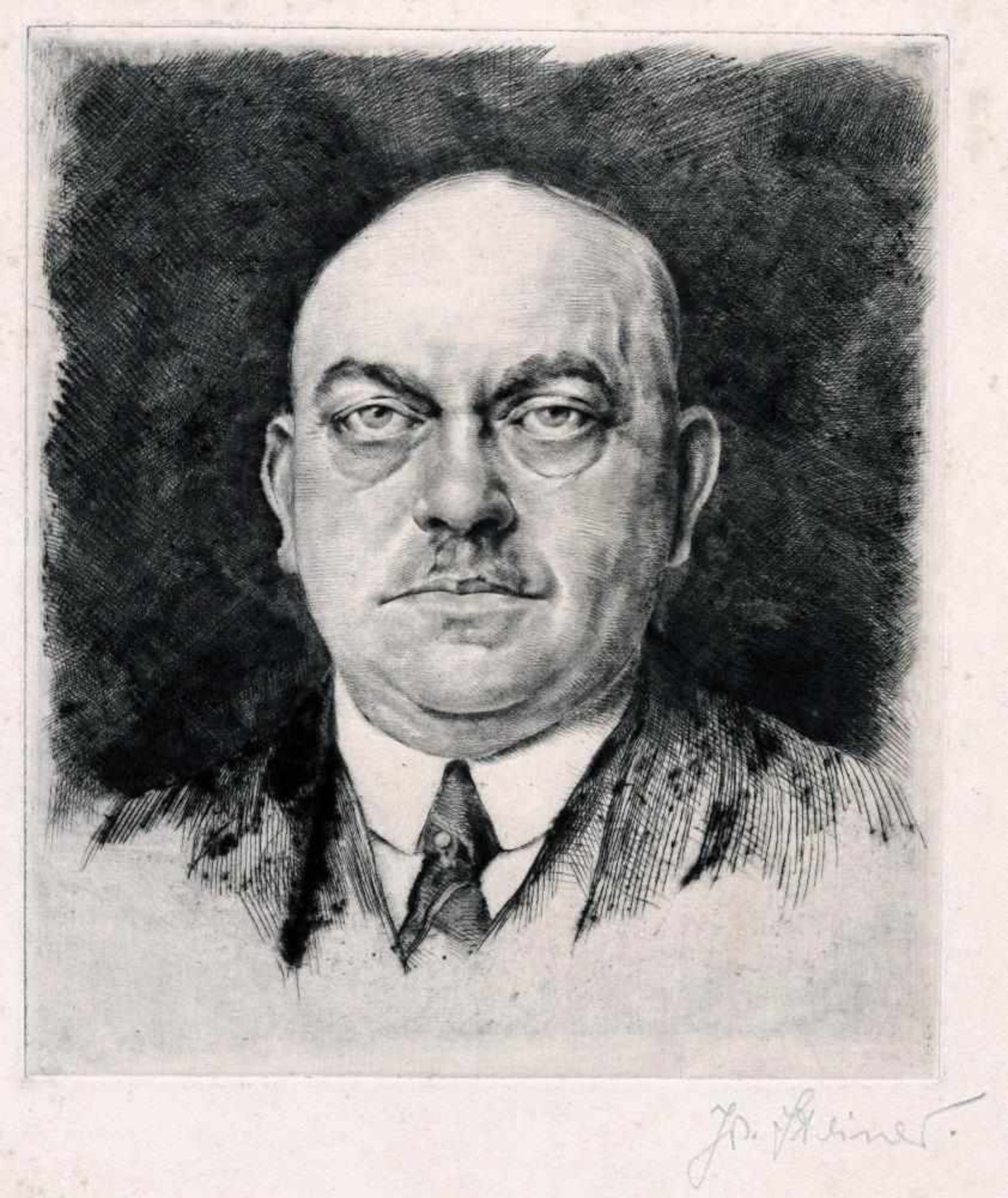 Josef Steiner, Drei Herrenportraits, 3 Radierungen von 1925 u. 1927, 1x gerahmt Josef Steiner, - Bild 4 aus 5