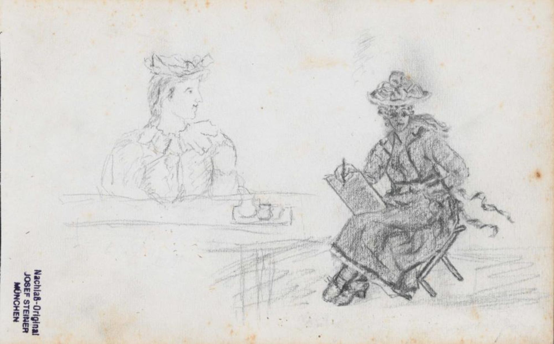 Josef Steiner, „Trüglerin“, Portrait eines älteren Herrn und Zeichnungen aus einem Skizzenblock, 2 - Bild 13 aus 14