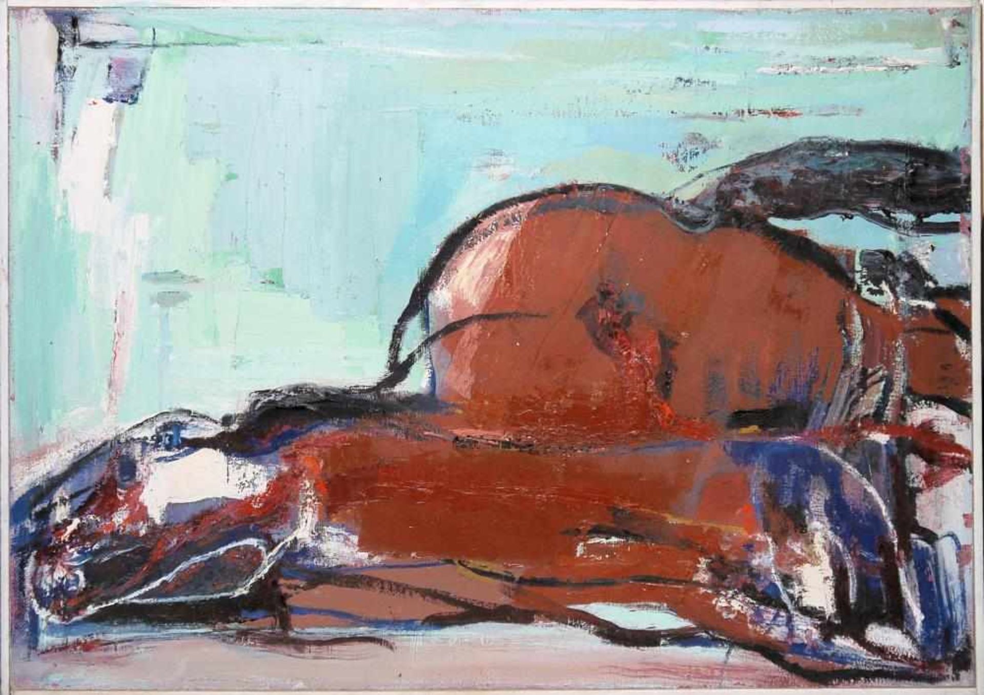 Josef Steiner, Informel (gefallenes Pferd), Ölgemälde, gerahmt Josef Steiner, 1899 – 1977,