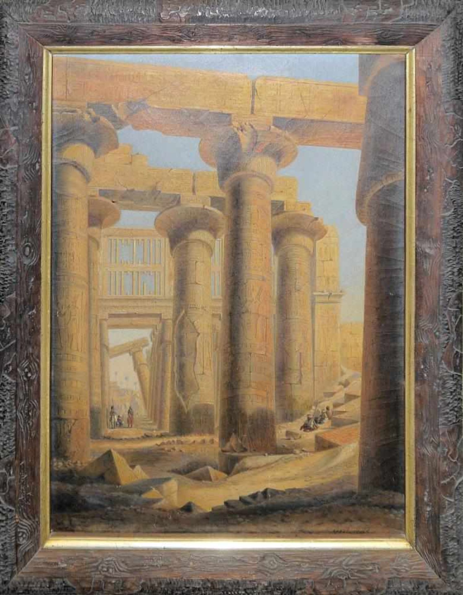 Walter Oesterheld, Große Säulenhalle des Tempels zu Karnak/Agypten, Ölgemälde um 1890/1900, im