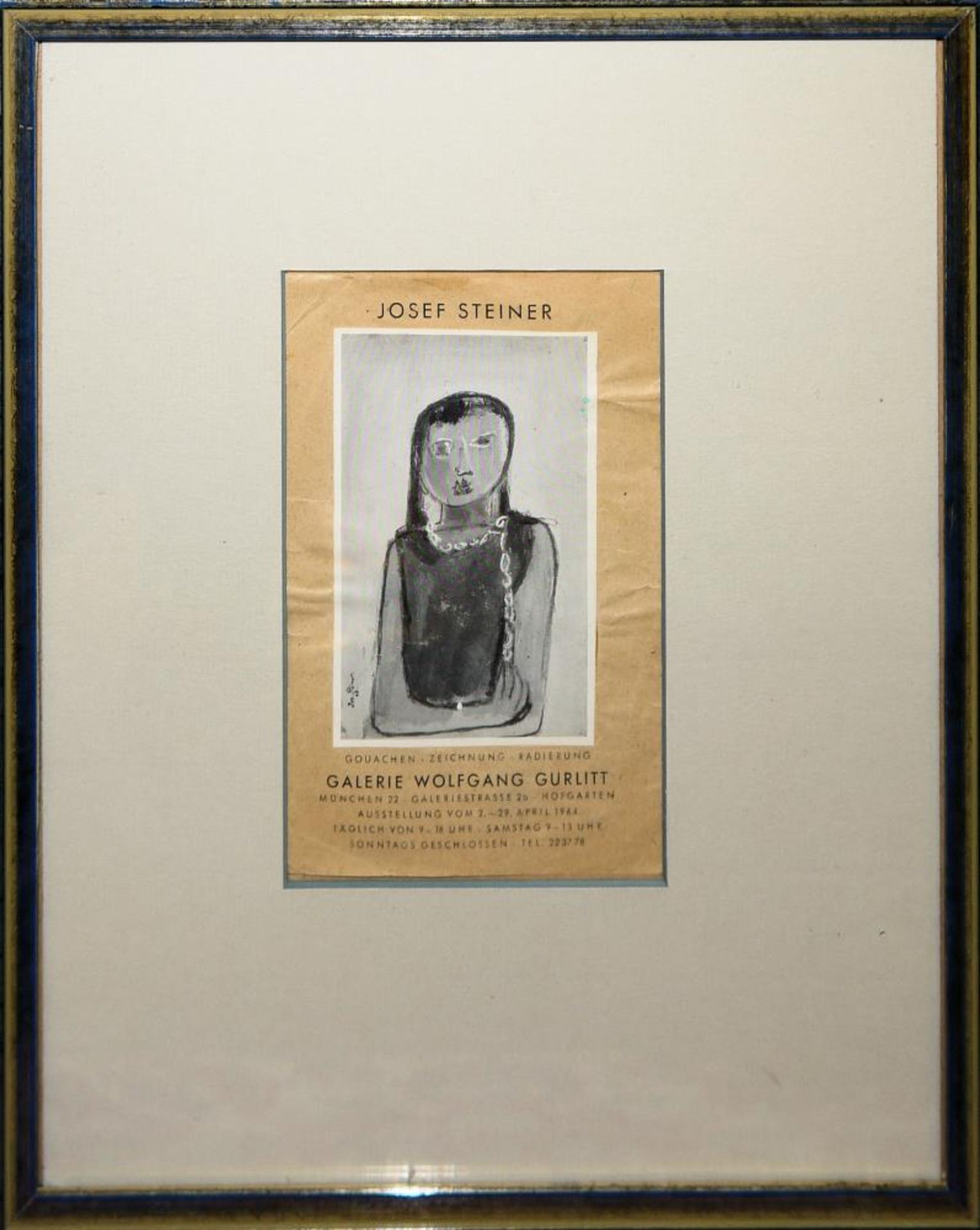 Josef Steiner, Frau in Blau mit Kette, Ölgemälde, 1968, im Atelierrahmen Josef Steiner, 1899 – 1977, - Image 4 of 4
