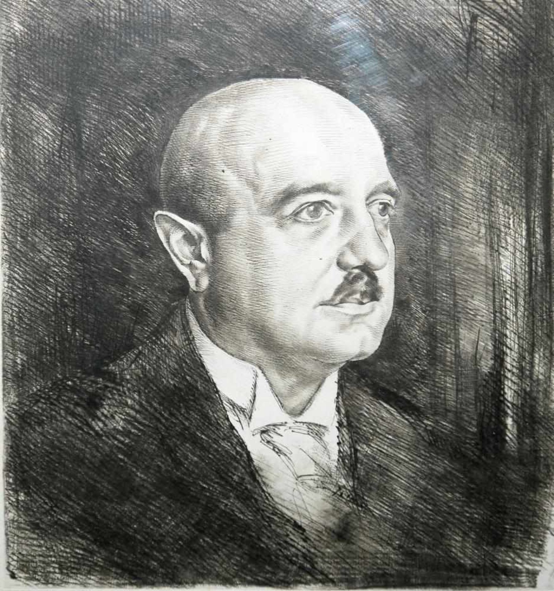 Josef Steiner, Portrait des Dr. André François-Poncet, Radierung von 1926, im Atelierrahmen Josef - Bild 3 aus 4