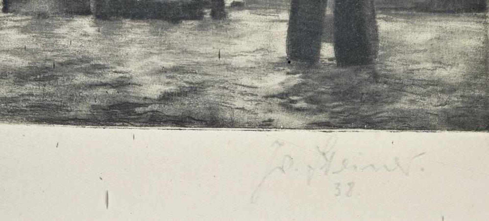 Josef Steiner, Boote im Hafen bei Mondschein u. Schiff in der Brandung, 2 Aquatinta-Radierungen - Bild 6 aus 6