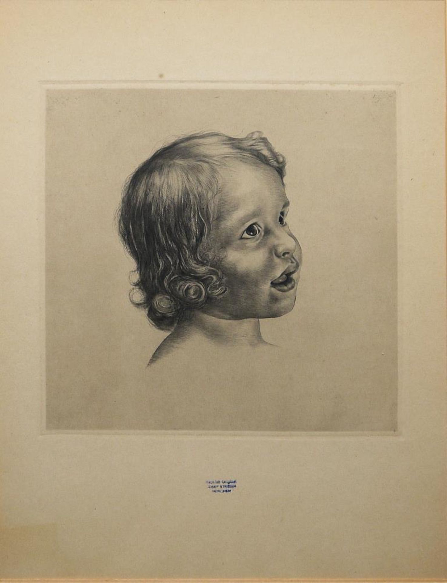 Josef Steiner, „Kinderköpfchen“, Radierung, gerahmt Josef Steiner, 1899 - 1977, Portrait eines
