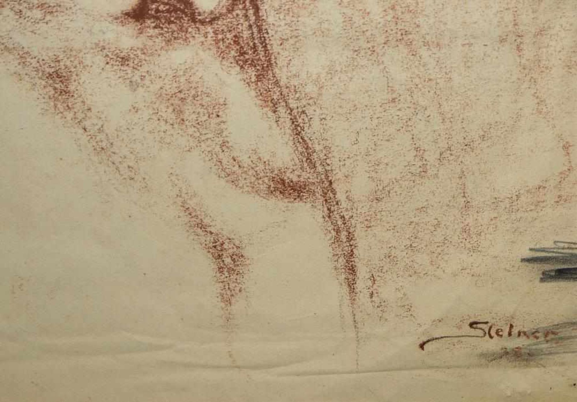 Josef Steiner, Portrait eines sitzenden Mannes u. Portrait eines Mannes mit Hut, Kohle- u. - Bild 7 aus 7