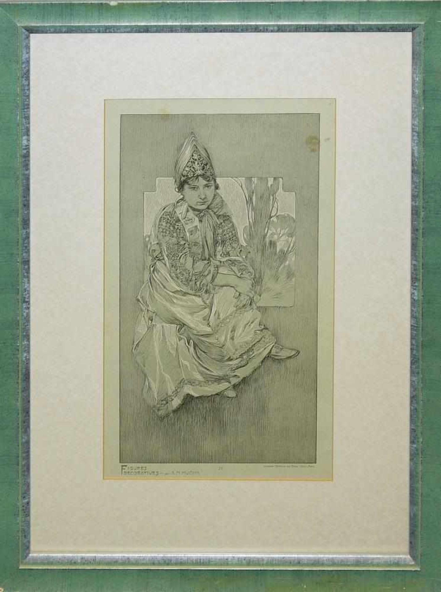 Alphonse Mucha, Figures Décoratives, Nr. 24 von 1905, Lithographie, gerahmt Alphonse Mucha, 1860 -