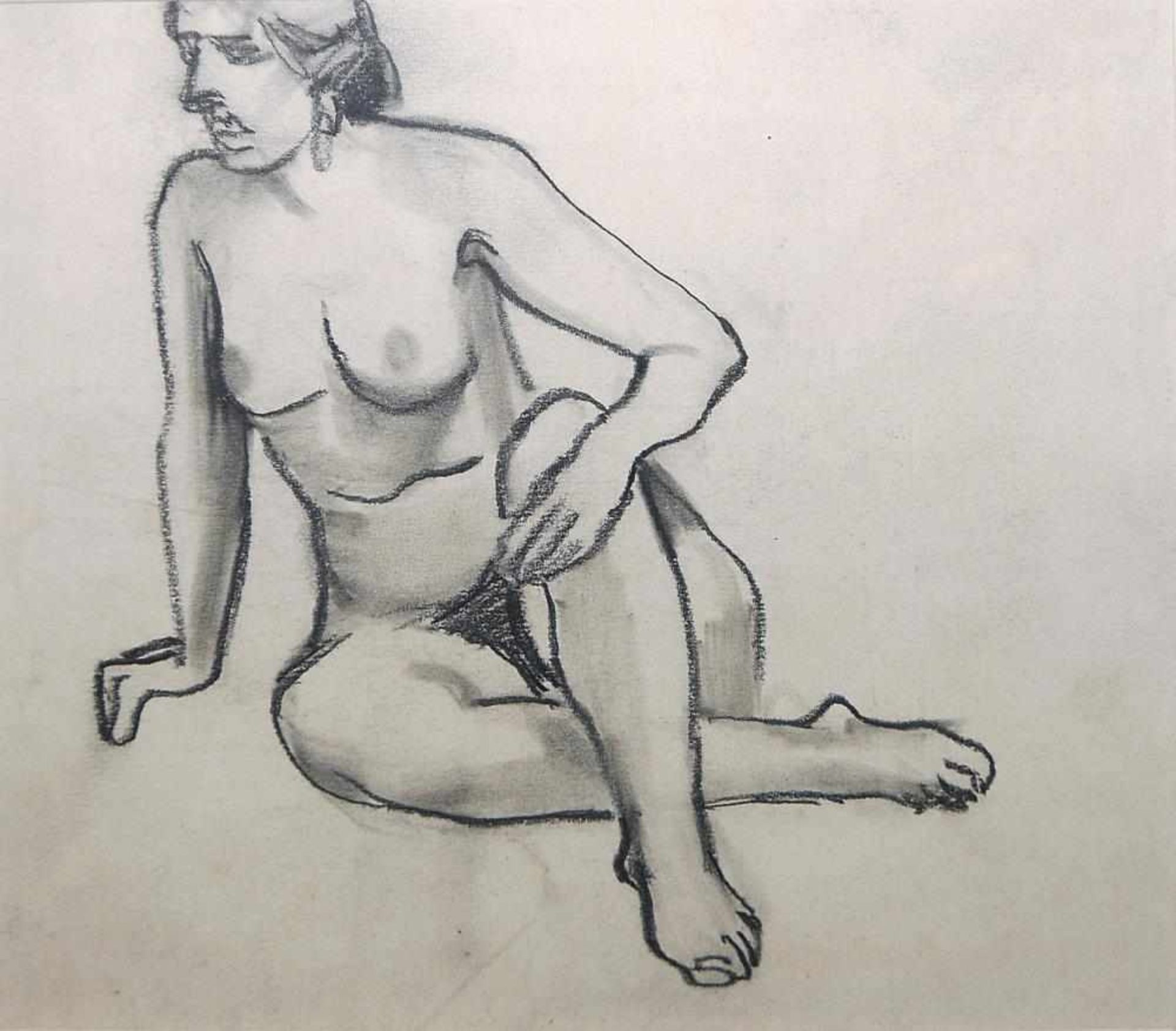 Josef Steiner, Drei Frauenakte, 3 Kohlezeichnungen um 1920/21, gerahmt Josef Steiner, 1899 – 1977, - Image 4 of 6