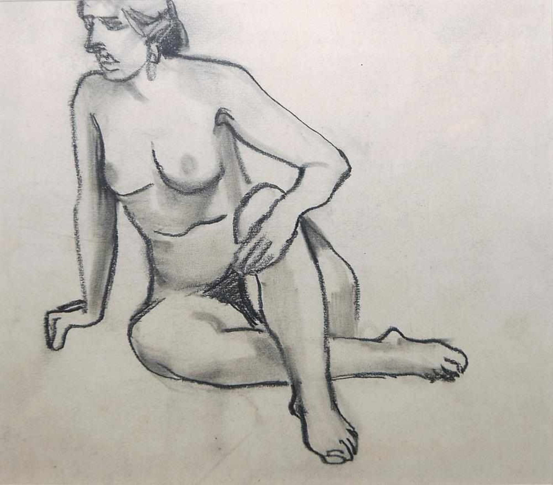 Josef Steiner, Drei Frauenakte, 3 Kohlezeichnungen um 1920/21, gerahmt Josef Steiner, 1899 – 1977, - Bild 4 aus 6