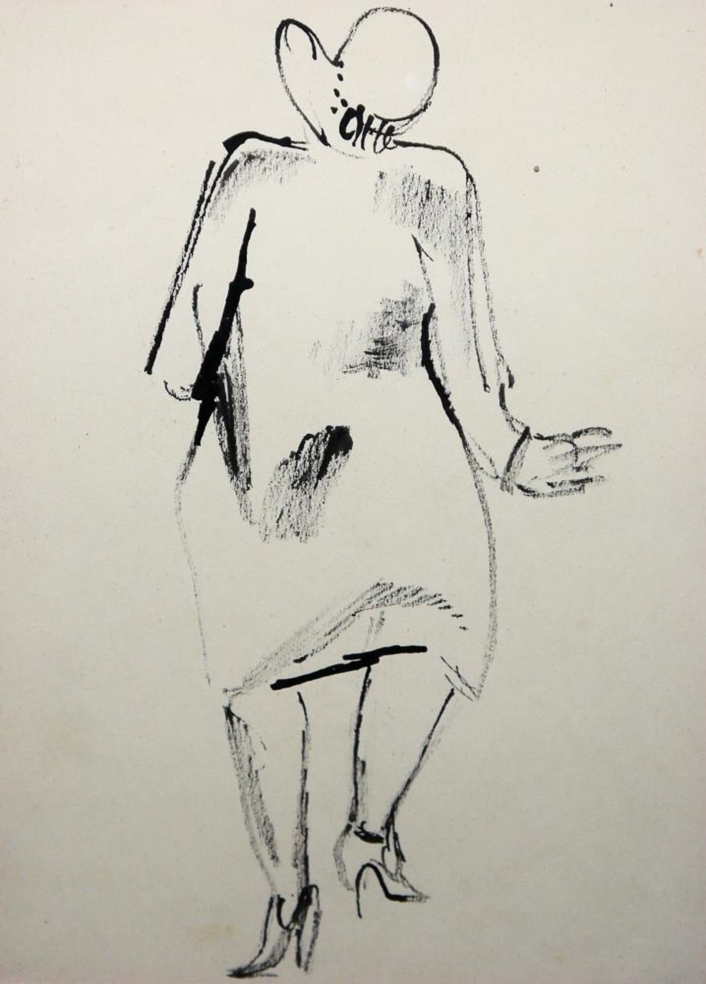 Josef Steiner, Frau in Rückenansicht, Zeichnung um 1930, gerahmt Josef Steiner, 1899 – 1977, - Image 2 of 2