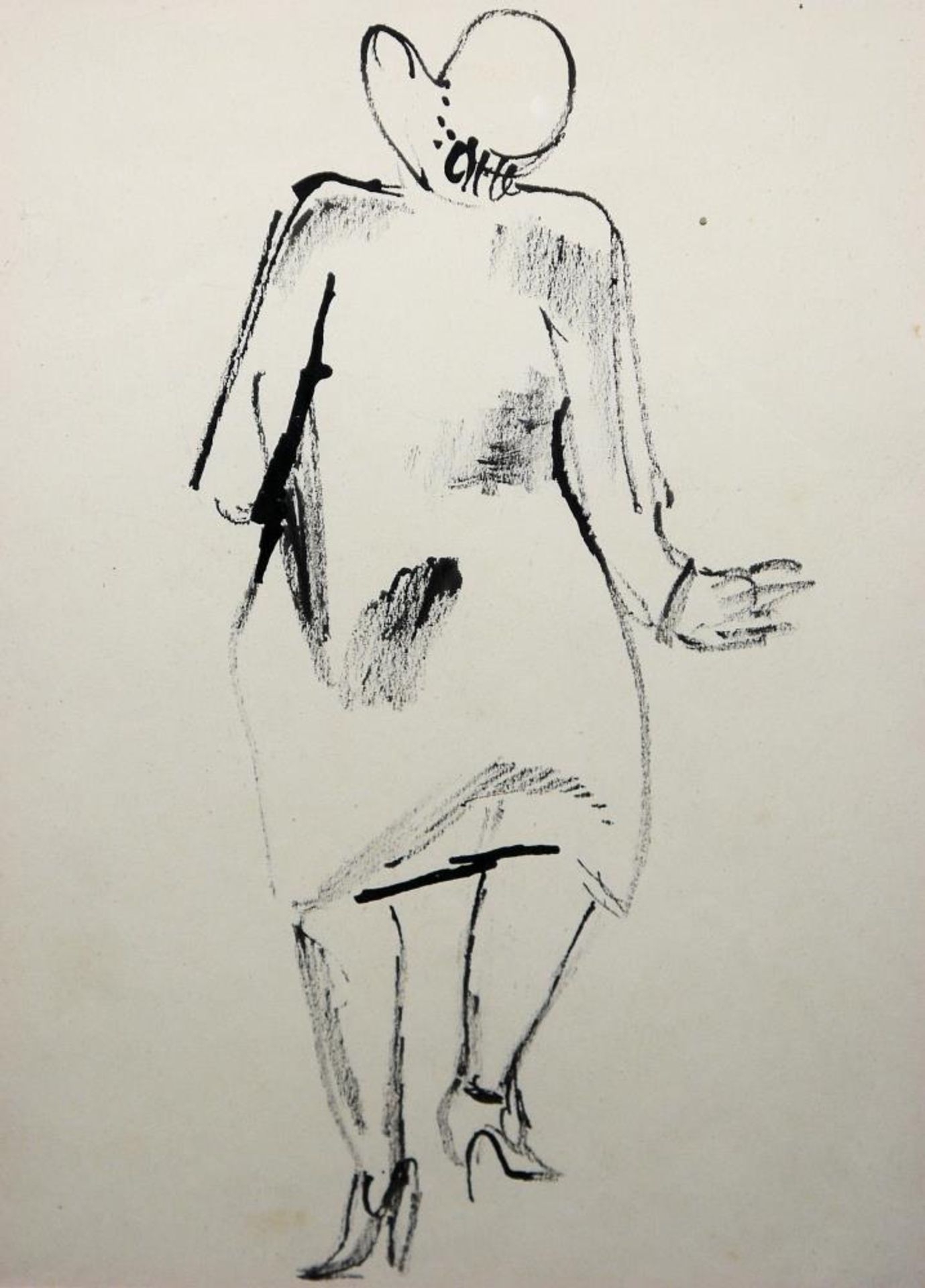 Josef Steiner, Frau in Rückenansicht, Zeichnung um 1930, gerahmt Josef Steiner, 1899 – 1977, - Bild 2 aus 2