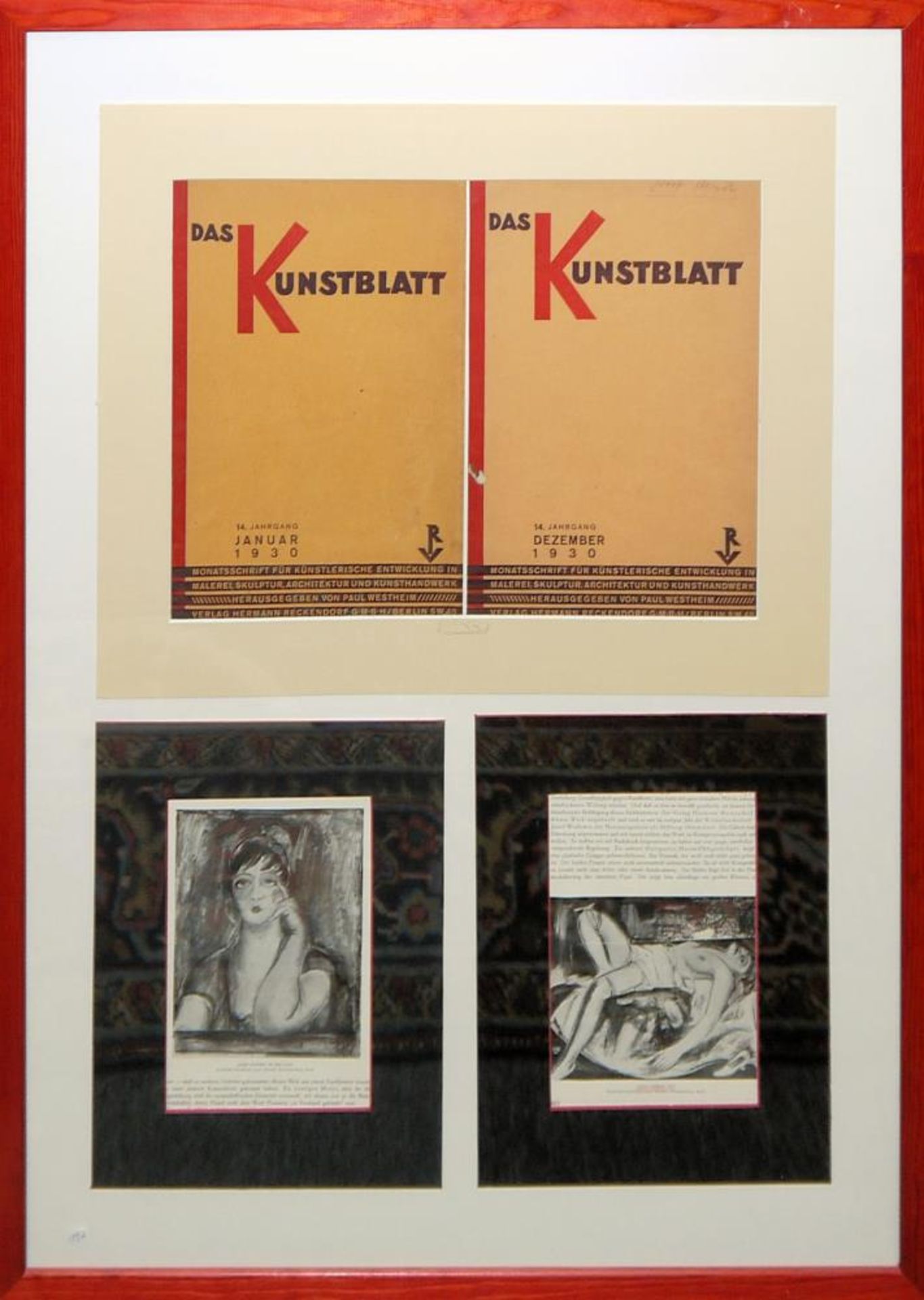 Josef Steiner, Weibliche Aktdarstellung, Kohlezeichnung von 1926, im Atelierrahmen Josef Steiner, - Bild 4 aus 4