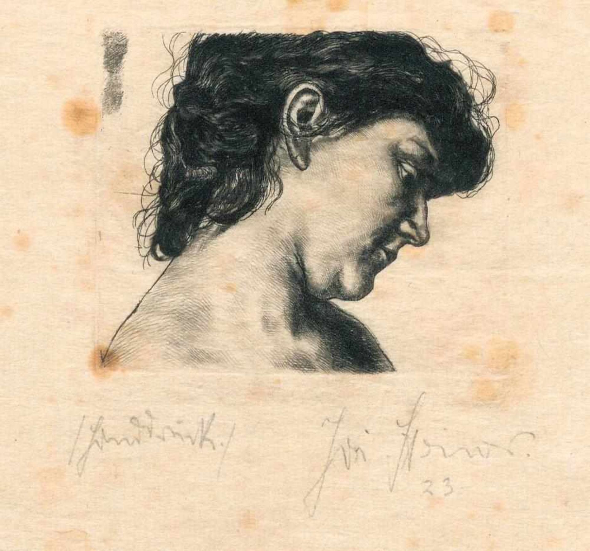 Josef Steiner, Zwei Portraits junger Frauen, 5 Radierungen von 1923, 1935 u. um 1925, teils - Bild 8 aus 9