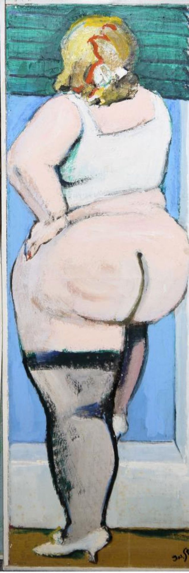 Josef Steiner, Frauenakt mit schwarzen Strümpfen, Ölgemälde, gerahmt Josef Steiner, 1899 – 1977,