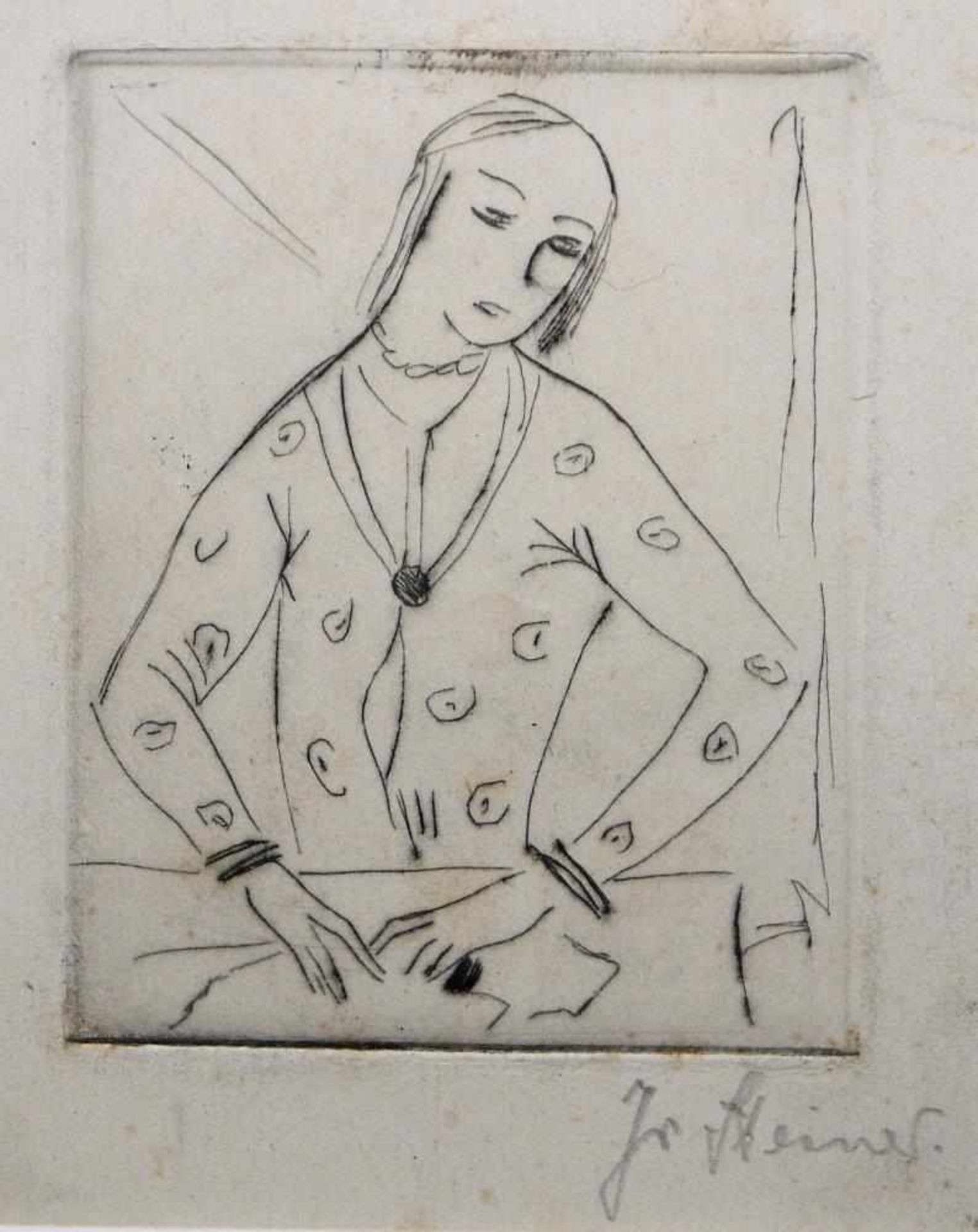 Josef Steiner, „Dame im Morgenkleid“, Radierung von 1921, gerahmt Josef Steiner, 1899 – 1977, - Bild 2 aus 4