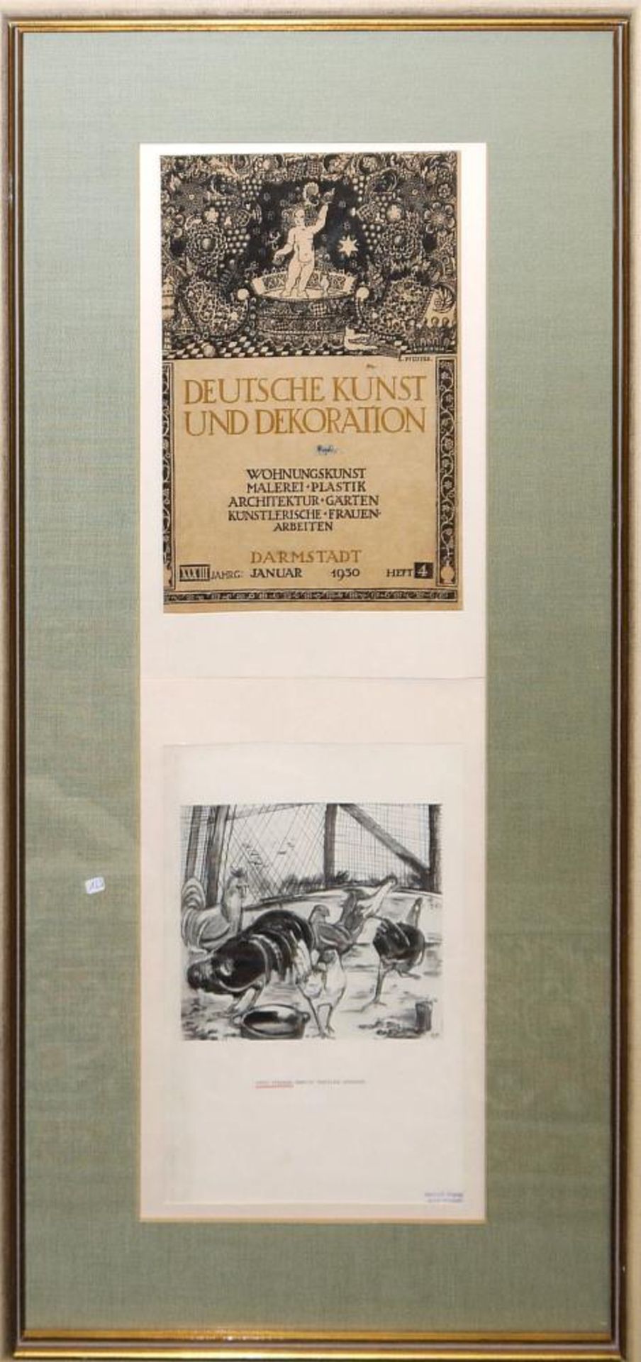 Josef Steiner, „Hühner“, Tuschezeichnung, im Stuckrahmen, um 1928 Josef Steiner, 1899 – 1977, - Bild 5 aus 5