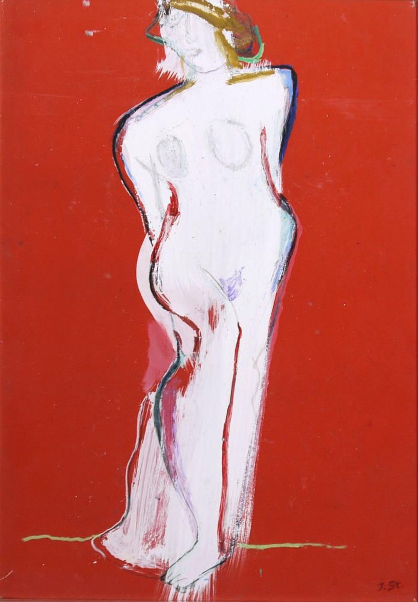 Josef Steiner, „Die Weiße Dame“, Ölgemälde, um 1960/70, im Atelierrahmen Josef Steiner, 1899 – 1977, - Image 2 of 3
