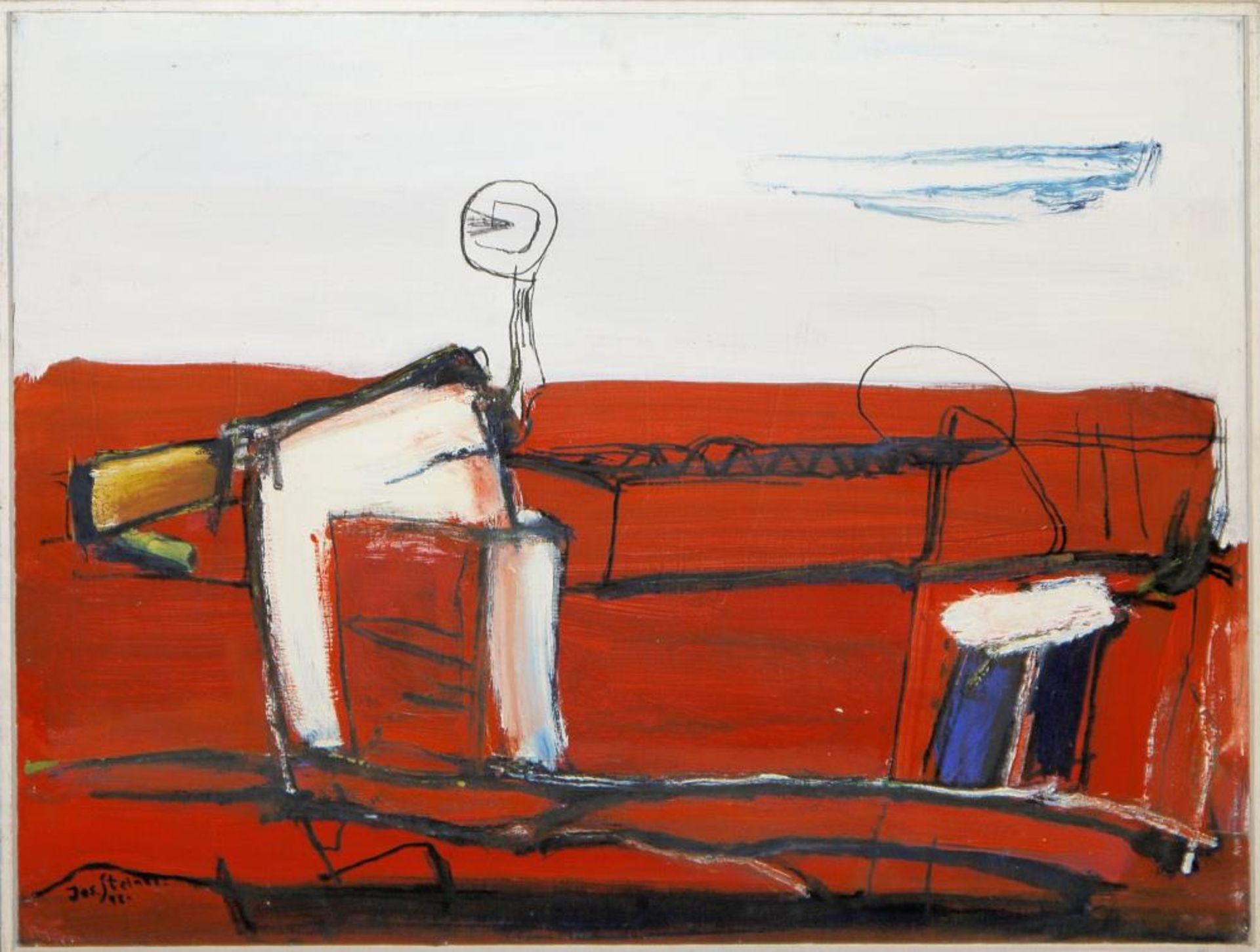 Josef Steiner, „Werkanlage“, Ölgemälde, 1972, gerahmt Josef Steiner, 1899 – 1977, Reduzierte,