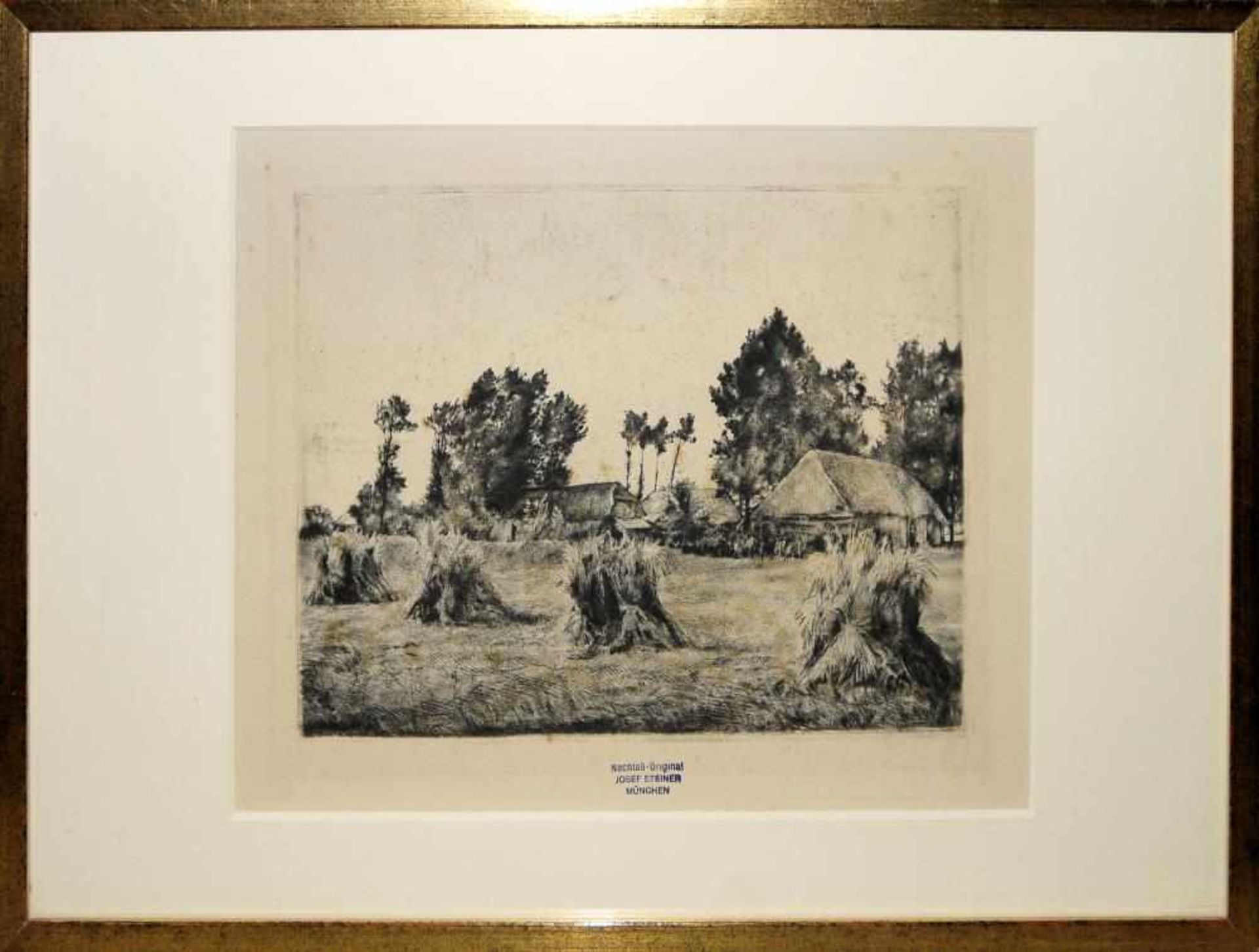 Josef Steiner, Zwei Landschaften mit Getreideschober u. Drei Baumstudien, 4 Radierungen u. - Bild 4 aus 8