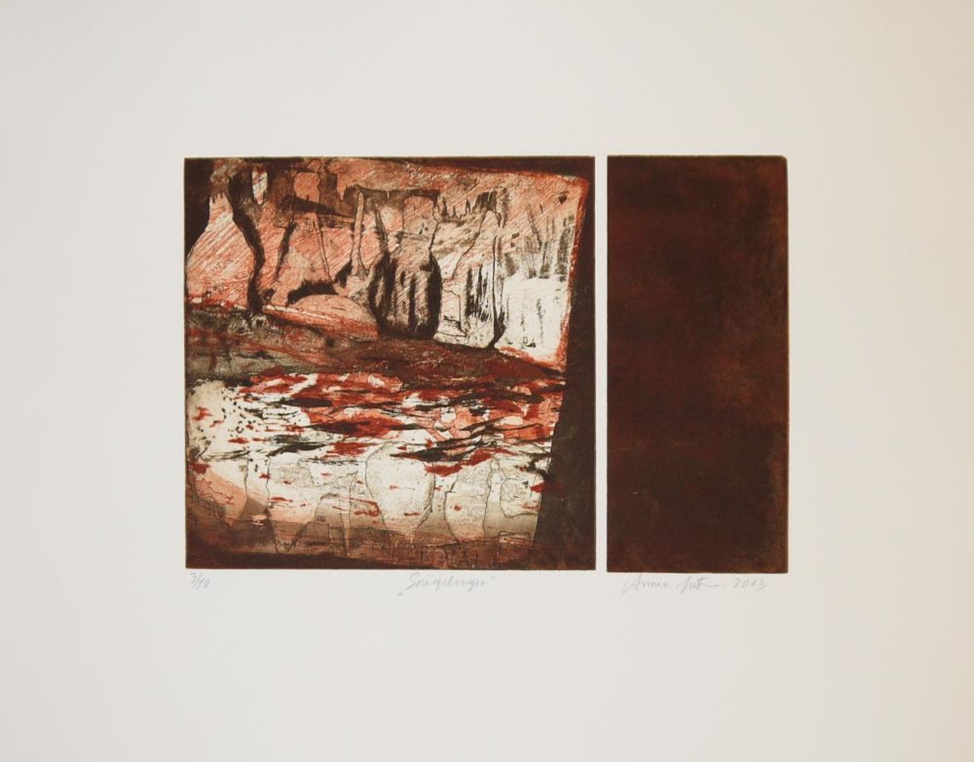 Armin Guther, „Die Zeit verrinnt in meiner Hand“ & „Spiegelung“, 35 Radierungen und 2 Aquarelle, - Bild 3 aus 6