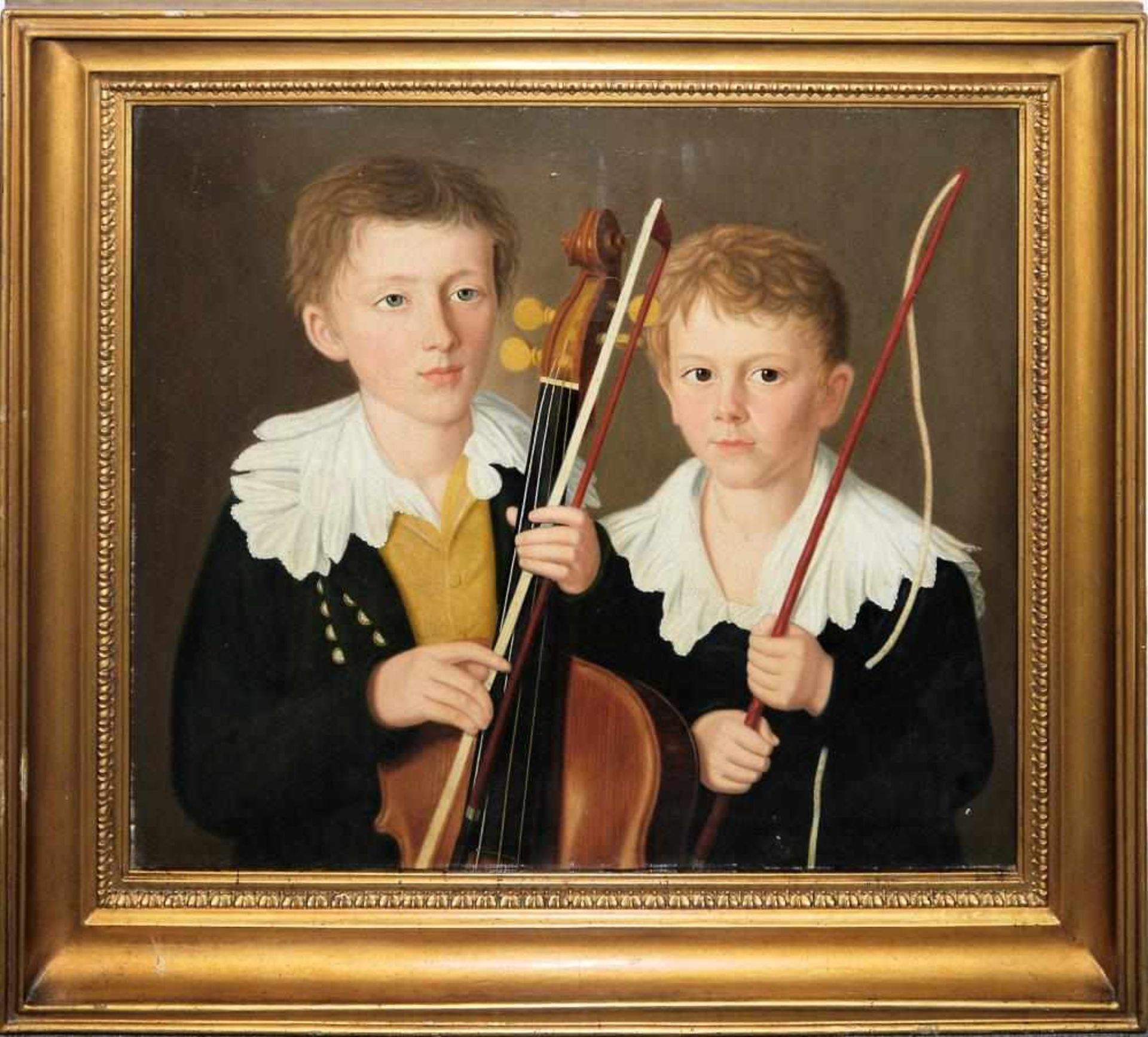 Anonymer Biedermeier-Porträtist, Die Söhne des Cellisten Romberg, Ölgemälde um 1820 Die Porträts