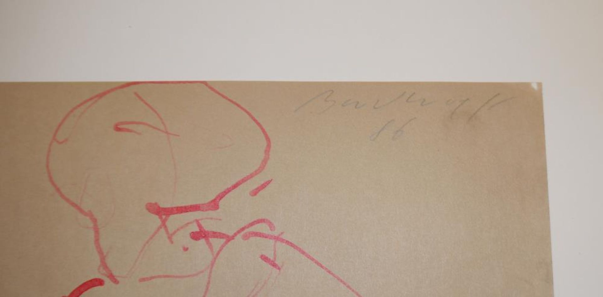 Jürgen Brodwolf, Figürlich, signierte Zeichnung von (19)86, Mischtechnik Jürgen Brodwolf, Sitzende - Bild 2 aus 2