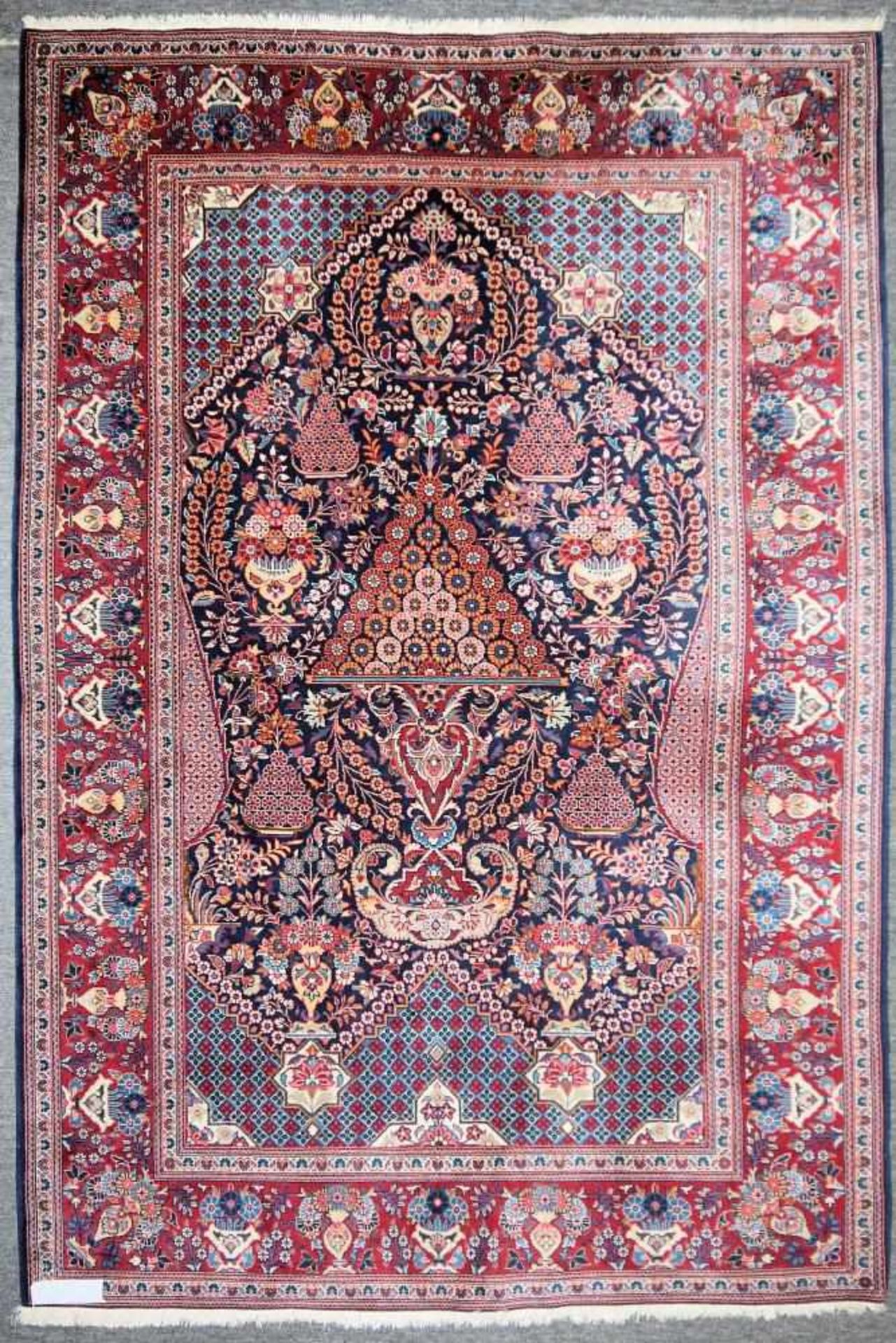 Orientteppich Kirman, Persien, ca. 40-50 Jahre alt Wolle/ Baumwolle, dunkelrot- und