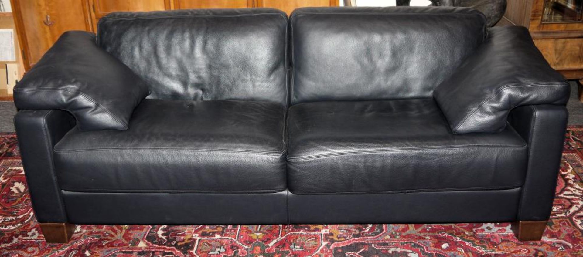 Hochwertige Ledercouch & Sessel von WK-Möbel Dreisitzer und Sessel in schwarzem Leder, sehr gute