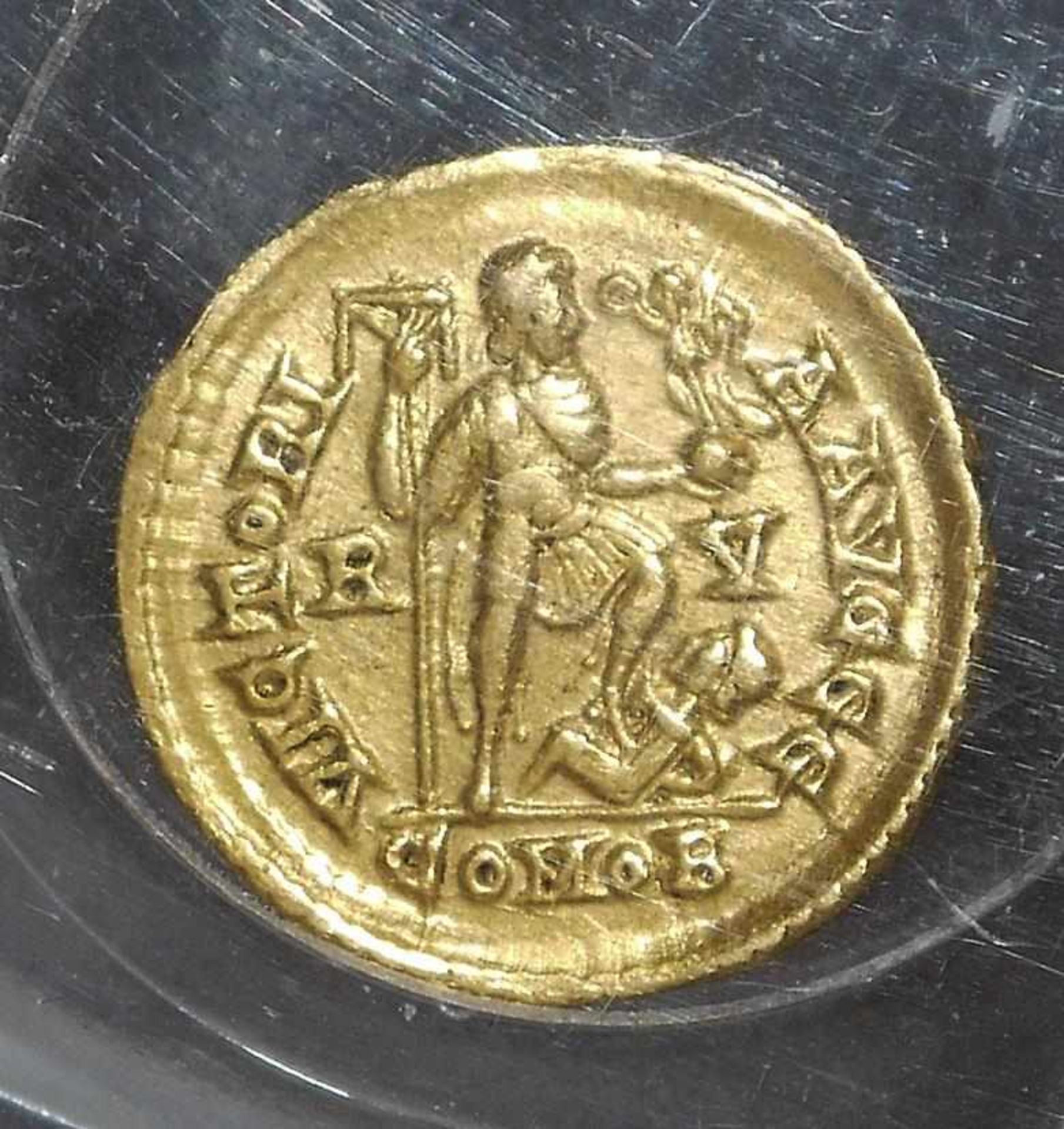 Weströmische Goldmünze des Honorius, Ravenna 402 - 406 Münze des Kaisers Flavius Honorius (393 – - Image 2 of 2