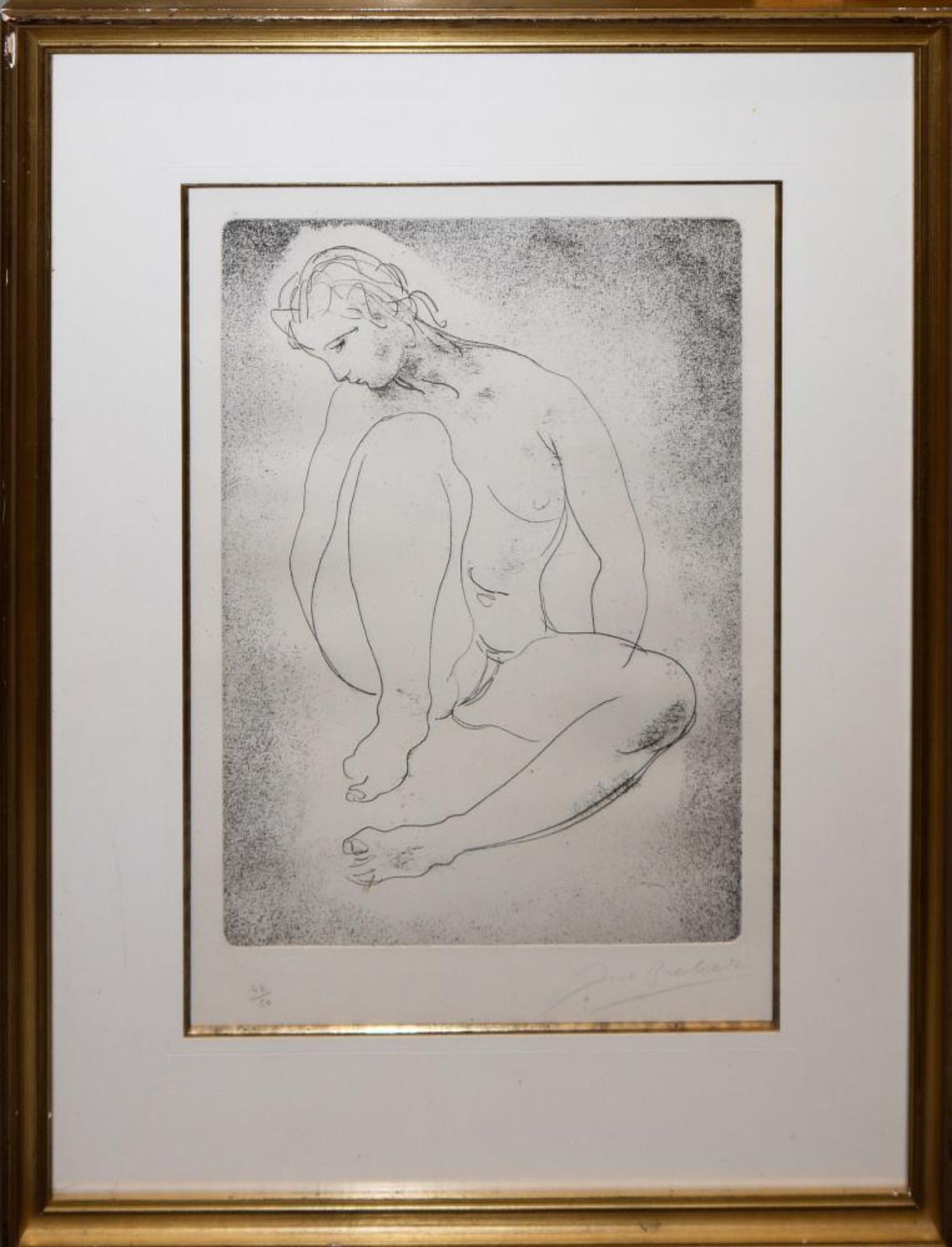 Arno Breker, großer sitzender Frauenakt, Radierung, sign. Arno Breker, 1900 – 1991, „Klassischer“,