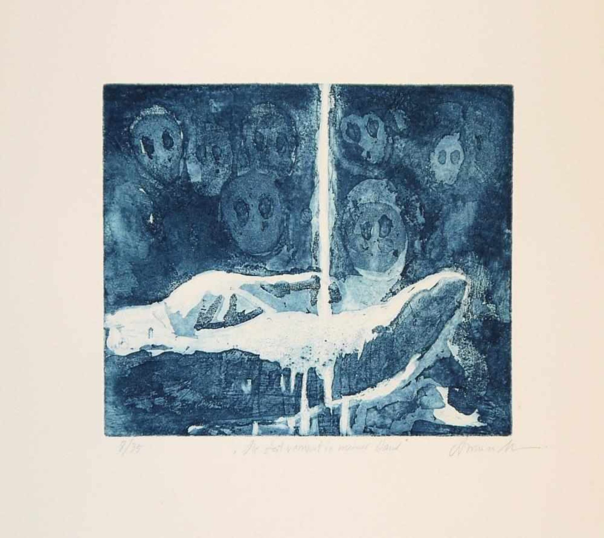 Armin Guther, „Die Zeit verrinnt in meiner Hand“ & „Spiegelung“, 35 Radierungen und 2 Aquarelle, - Bild 2 aus 6