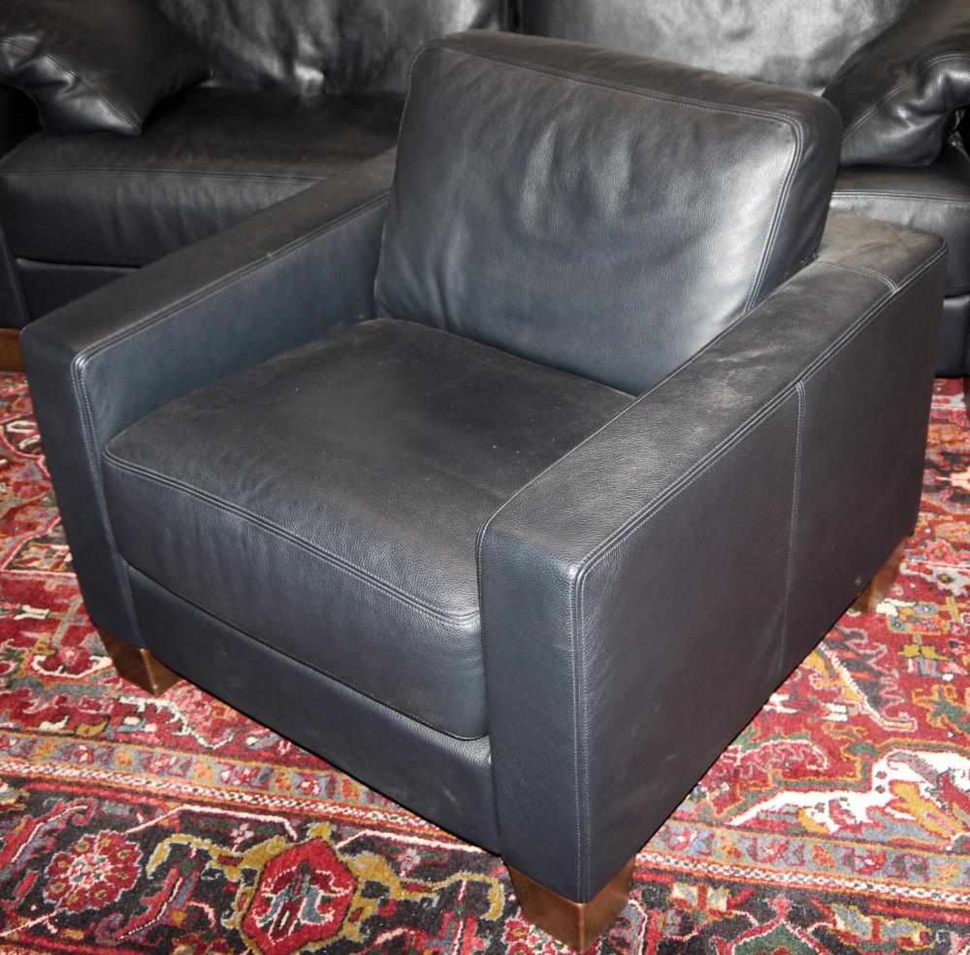 Hochwertige Ledercouch & Sessel von WK-Möbel Dreisitzer und Sessel in schwarzem Leder, sehr gute - Bild 2 aus 2