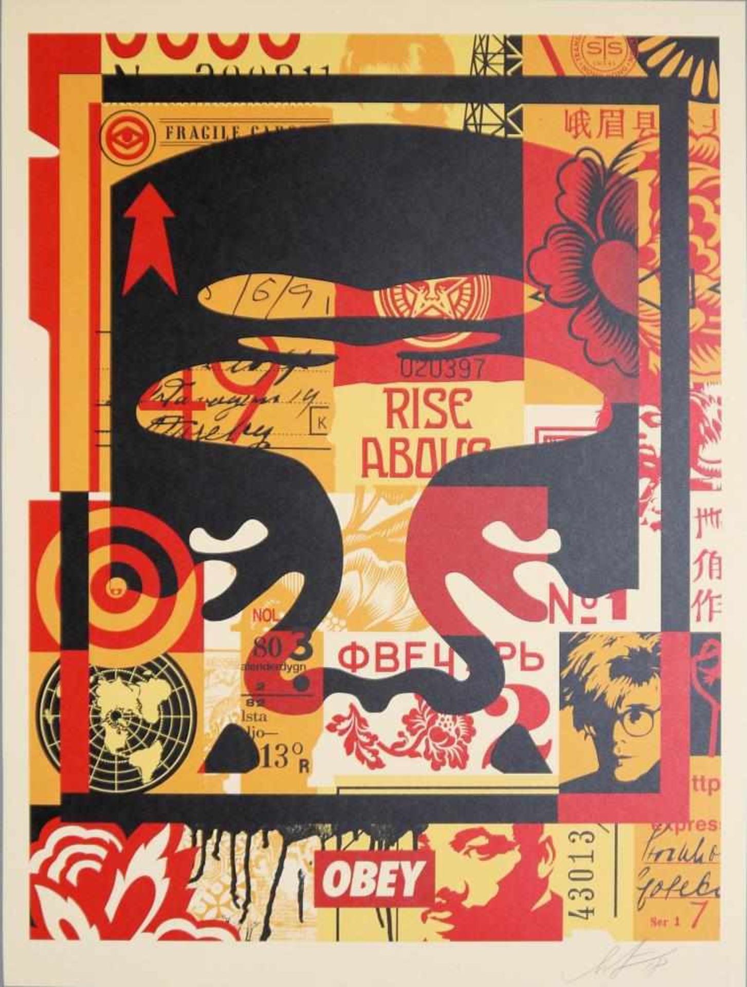 Shepard Fairey, „Obey“-Icon, signierte Farbserigraphie, o. Rahmen Shepard Fairey, *1970,