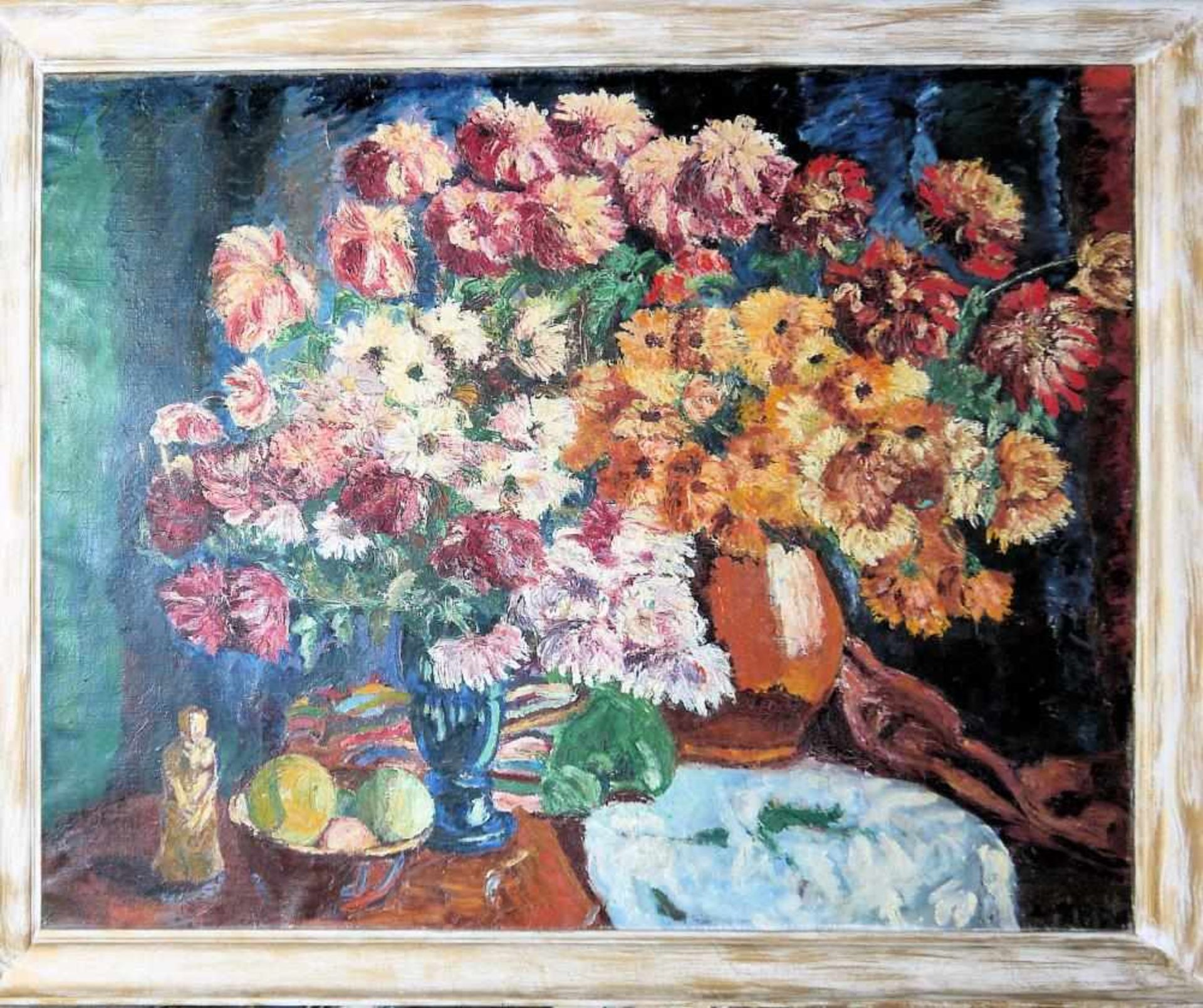 H. Buro, zwei große Blumenstilleben, Ölgemälde um 1920 H. Buro, deutscher Expressionist,