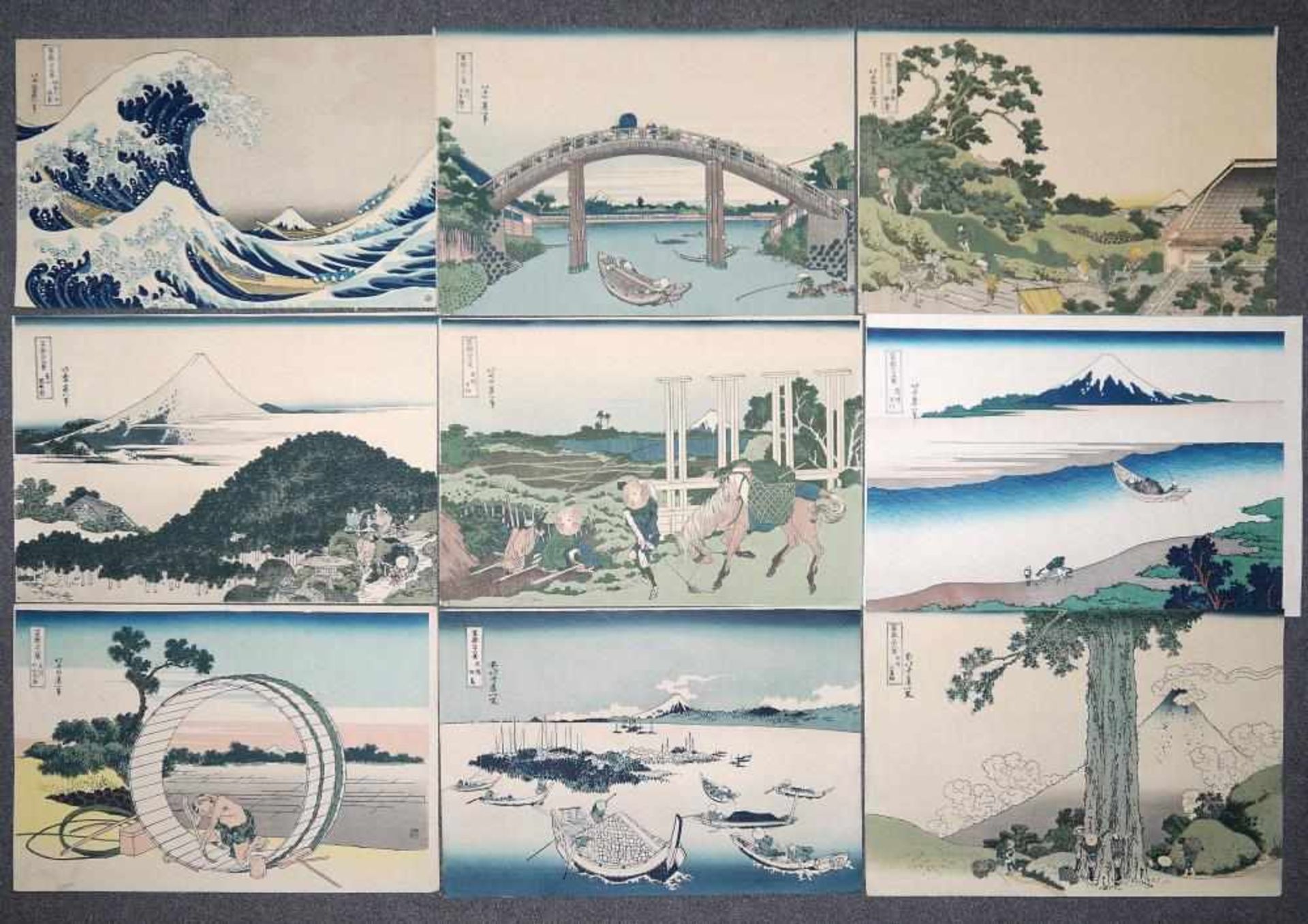 Katsushika Hokusai, nach, 22 japanische Farbholzschnitte aus der Serie „36 Ansichten des Fuji“ 22