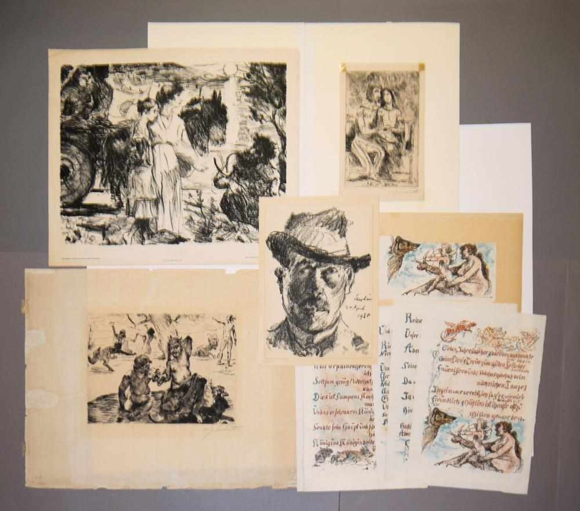 Lovis Corinth, Slg. von 13 Blatt Graphik, 3x signiert Für Selbstbesichtiger! Lovis Corinth, 1858