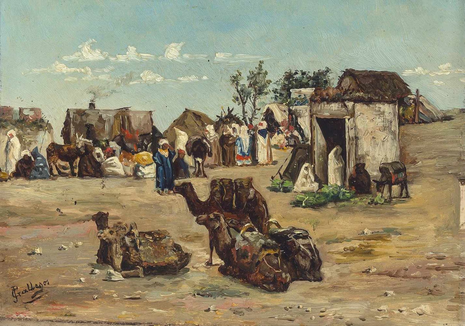 Gallegos y Arnosa, Jose1859 Jerez de la Frontera - 1917 Anzio bei Rom.Lagernde Karawane in der