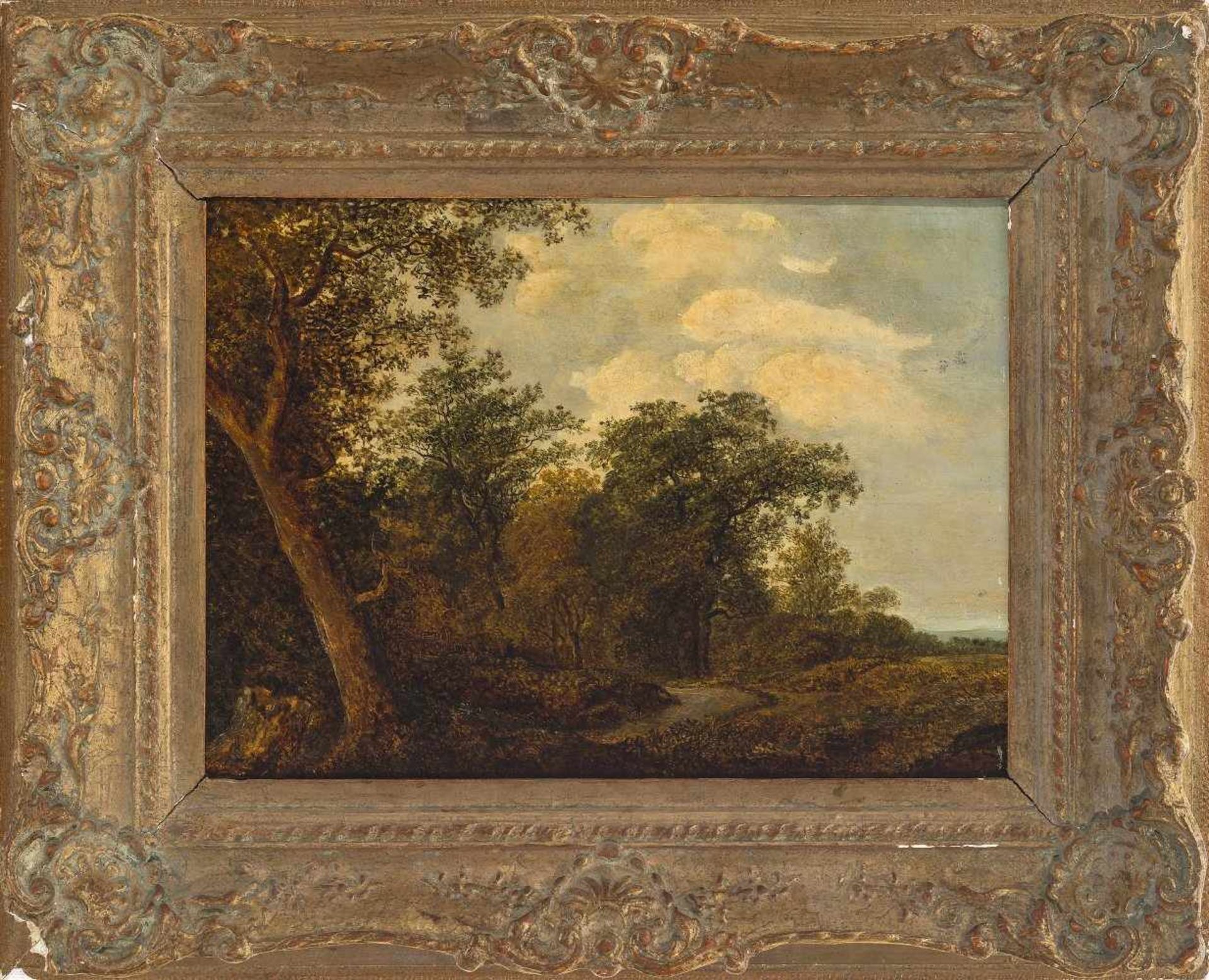 Martin, Martin, zugeschrieben1792 München - 1865.Waldlandschaft. Öl/Holz. 28 x 40 cm. Unsign.Weitere