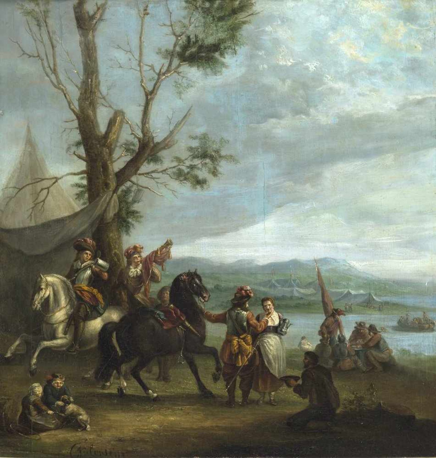 Falens van, Carel, zugeschrieben1683 Antwerpen - 1733 Paris.Soldaten mit Pferden und