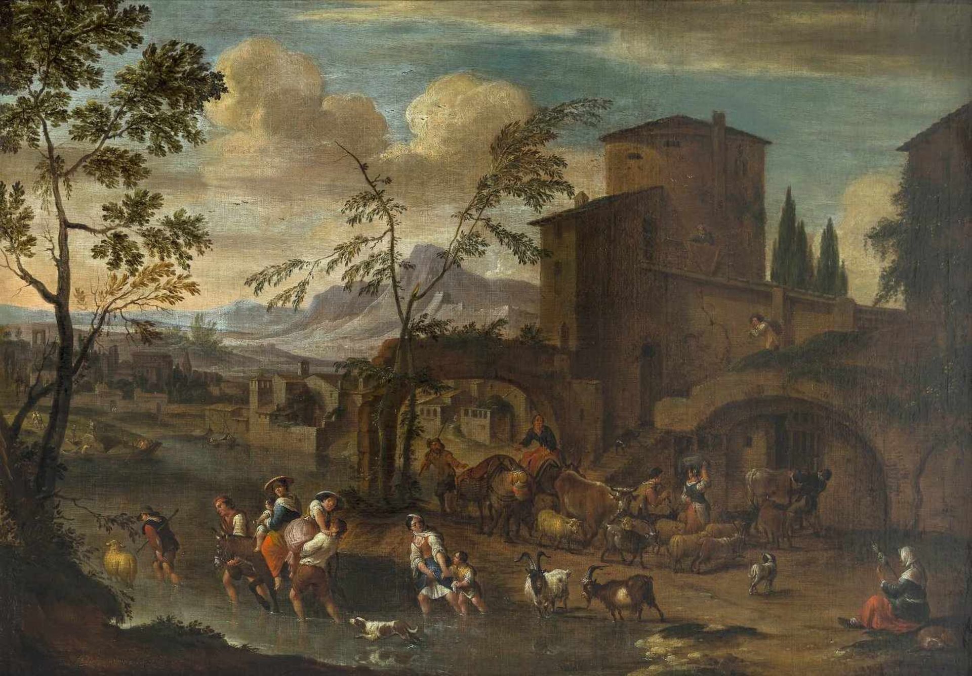 Bredael, Peeter van1629 Antwerpen - 1719 Antwerpen.Südliche Ruinenlandschaft mit Hirten und