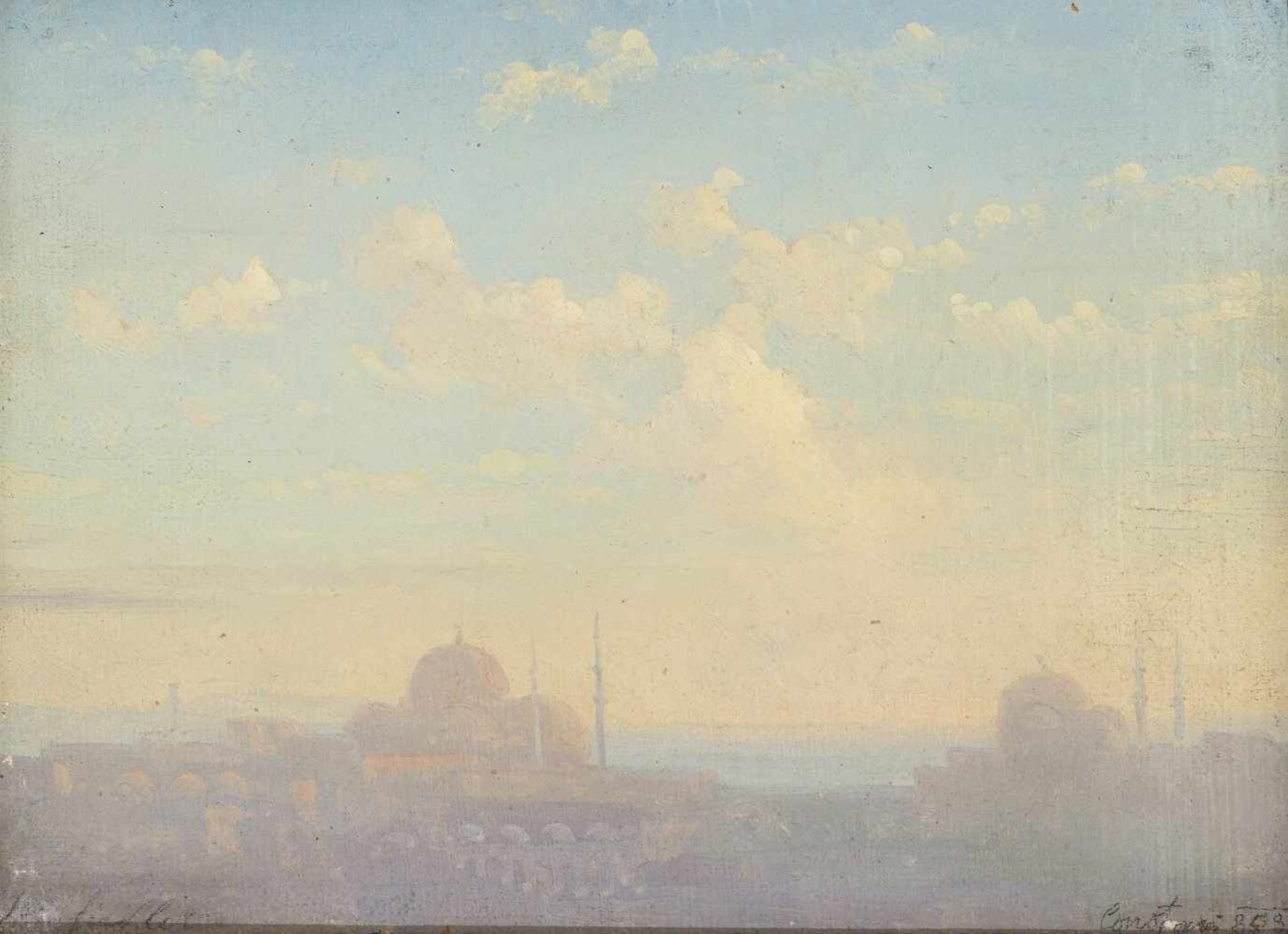 Fiedler, Bernhrad1816 Berlin - 1904 Triest.Sonnenaufgang in Istanbul (Konstantinopel). Öl/Lw./