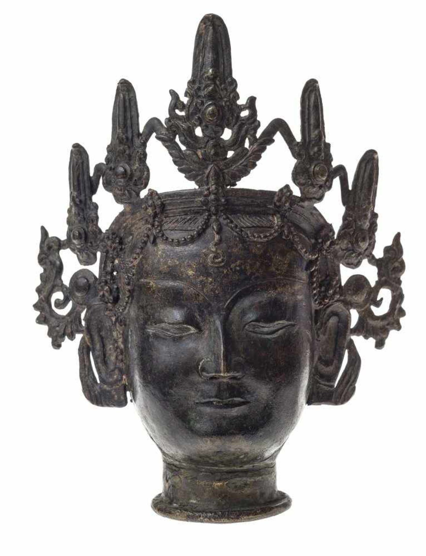 BuddhakopfThailand, 19. Jh. Bronze. H. 24 cm.