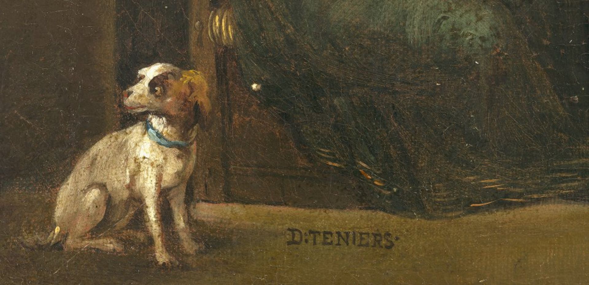 Teniers, David, in der Art des"Die neugierige Alte". Bauer und junge Magd mit Hund in der Stube. Die - Bild 2 aus 2