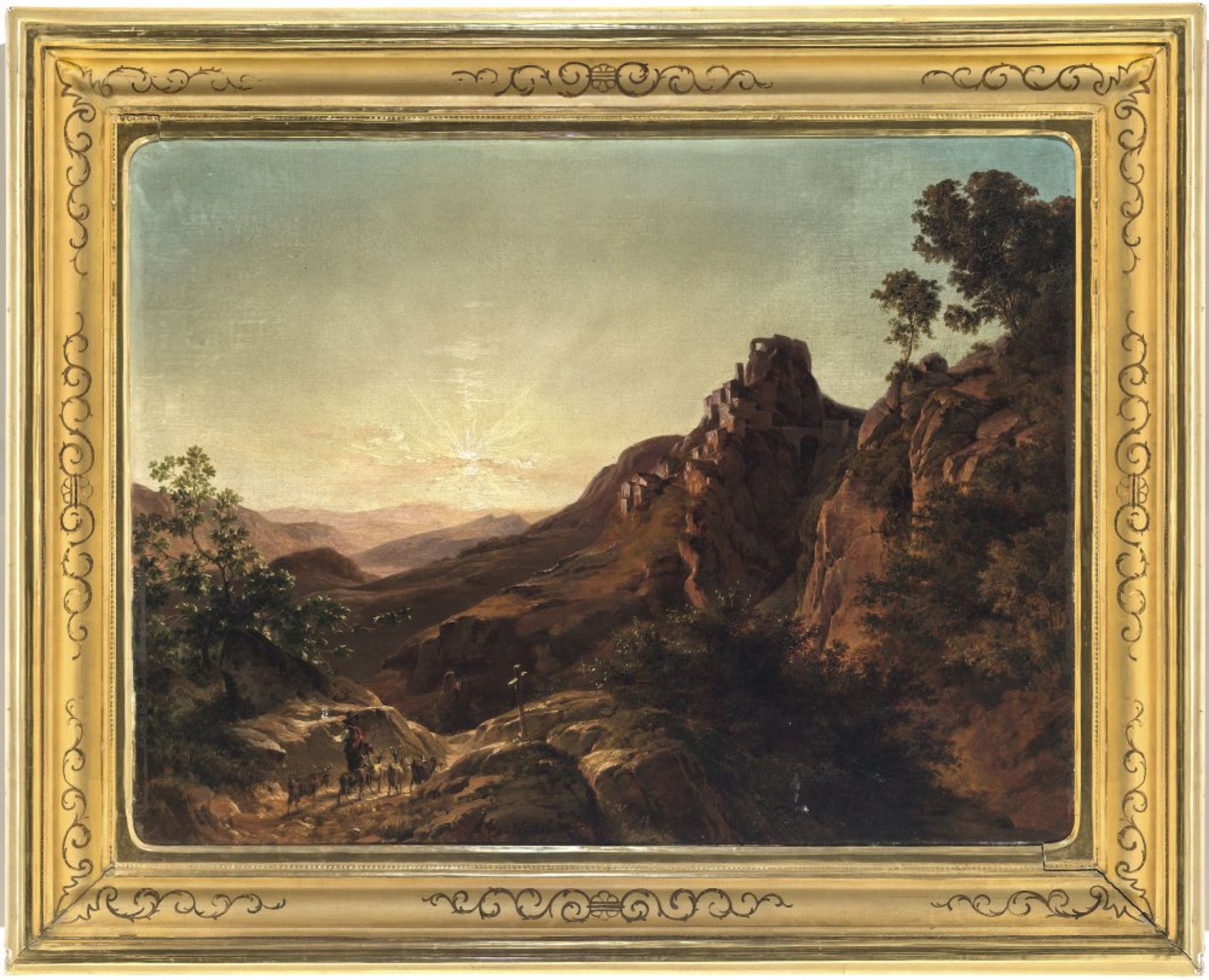 Wörndle von Adelsfried und Weiherburg, Edmund"Sonnenuntergang bei Cerveta". Öl/Lw. 58 x 77 cm. Rest.