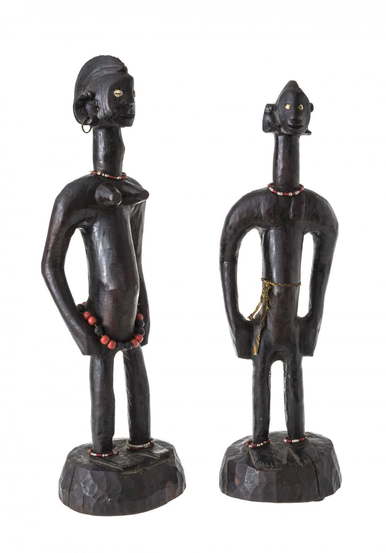 Seltenes FigurenpaarMossi, Burkina Faso. H. 40 und 44 cm.A rare pair of figuresMossi, Burkina