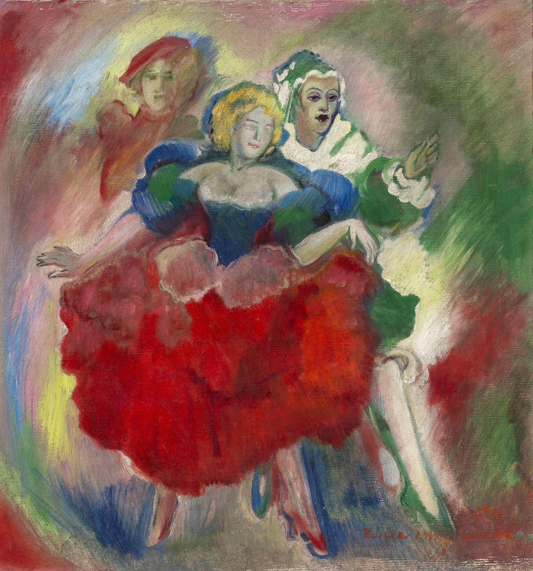 Burgerhauserova, Zdenka, zugeschriebenTanzendes Paar. Öl/Lw. 50 x 48 cm. Unsin., rücks. bez. ("Danse