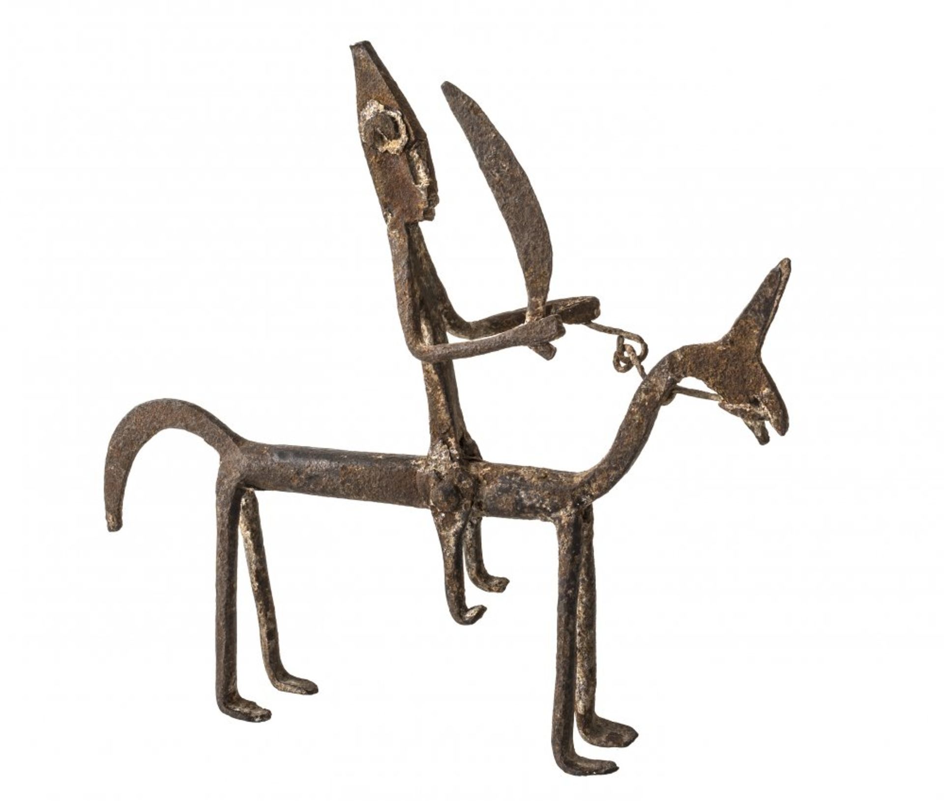 ReiterfigurEisen. Afrika. H. 22,5 cm. Besch.- - -27.00 % buyer's premium on the hammer priceVAT