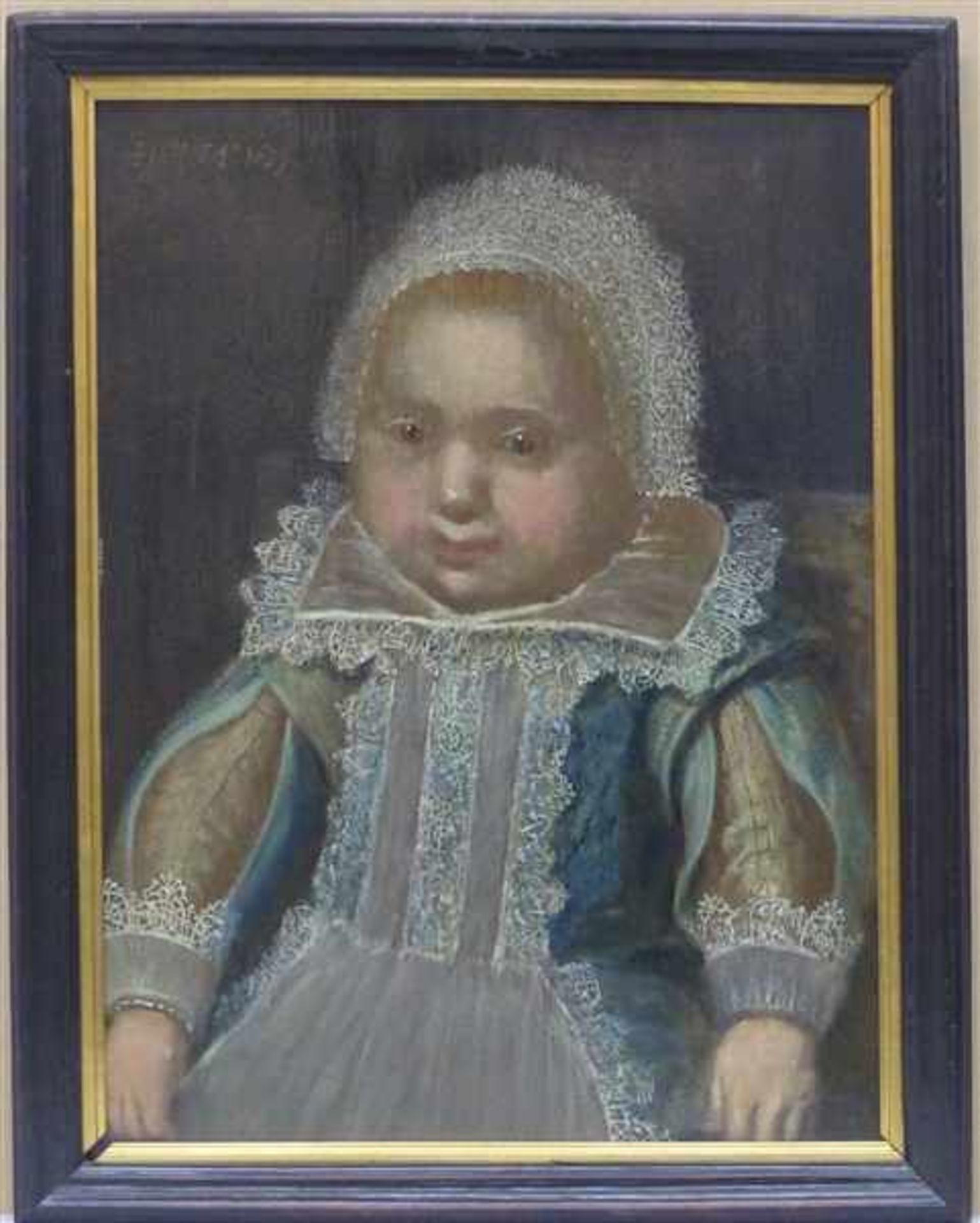 Holland, 17. Jh.Öl auf Holz, Porträt eines kleinen Mädchens, schlechter Zustand, links oben