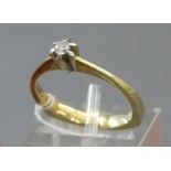 Damenring14 kt. Gelbgold, 1 kl. Brillant Solitär ca. 0,05 ct., ca. 4 g schwer, RM 52,