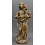 HolzskulpturMondsichelmadonna mit Jesuskind, natur, 20. Jh., h 90 cm,