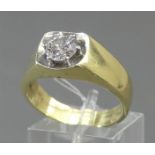 Herrenring14 kt. Gelbgold, 1 Brillantsolitär ca. 1,10 ct., wesselton, pique, Krampenfassung, ca.